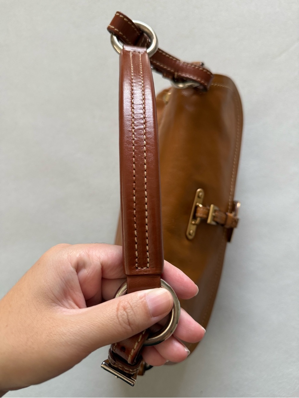PRADA Vintage Tan Leather Shoulder Bag with Tag - Picture 8 of 13